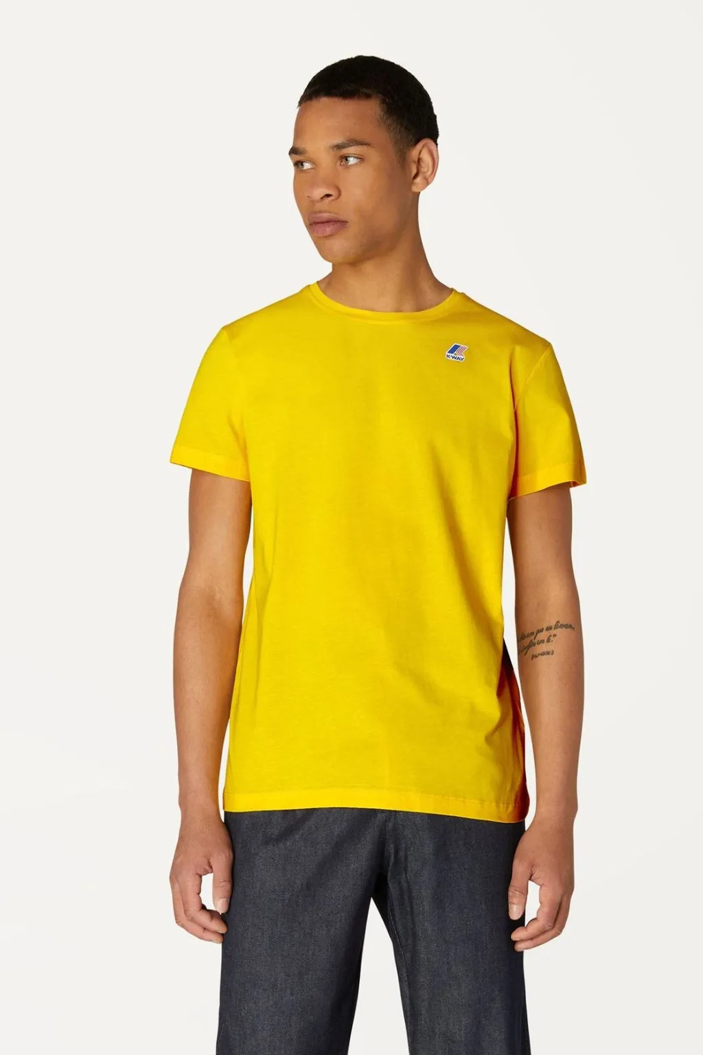 T-SHIRT UOMO MANICHE CORTE GIALLA LE VRAI EDOUARD K-WAY
