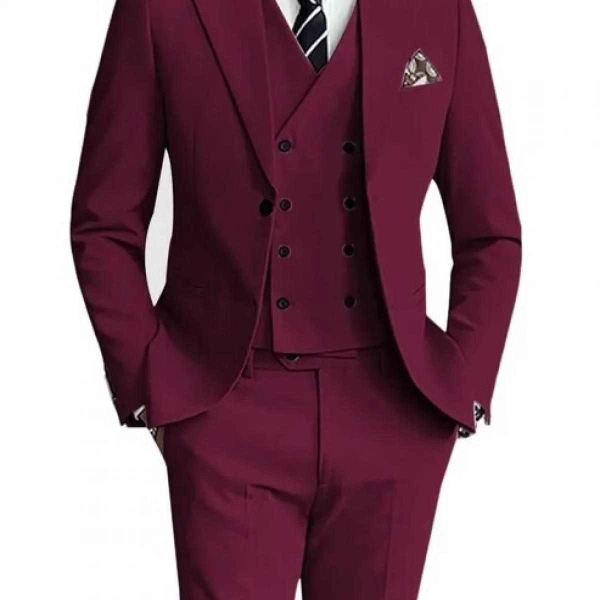 2023 New Men's Slim Fit Three-Piece Suit Set Solid Business Wedding