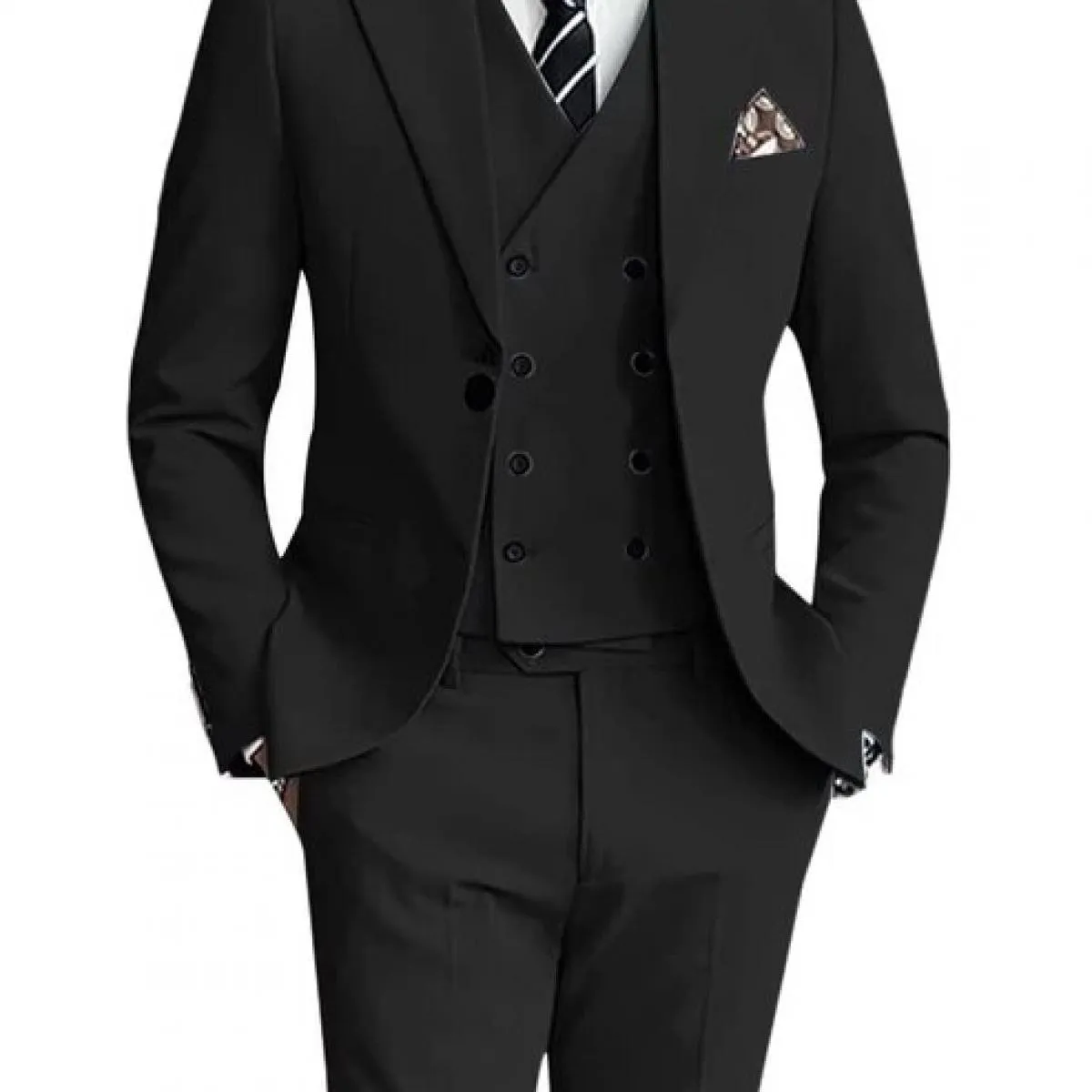 2023 New Men's Slim Fit Three-Piece Suit Set Solid Business Wedding