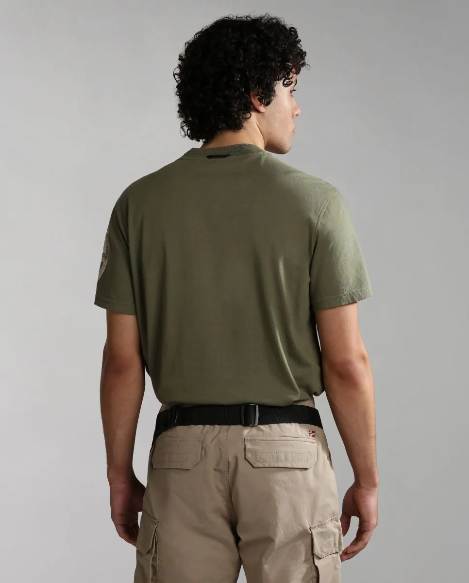 T-shirt Men NAPAPIJRI S-AMUNDSEN NP0A4H6B GAE GREEN LICHEN