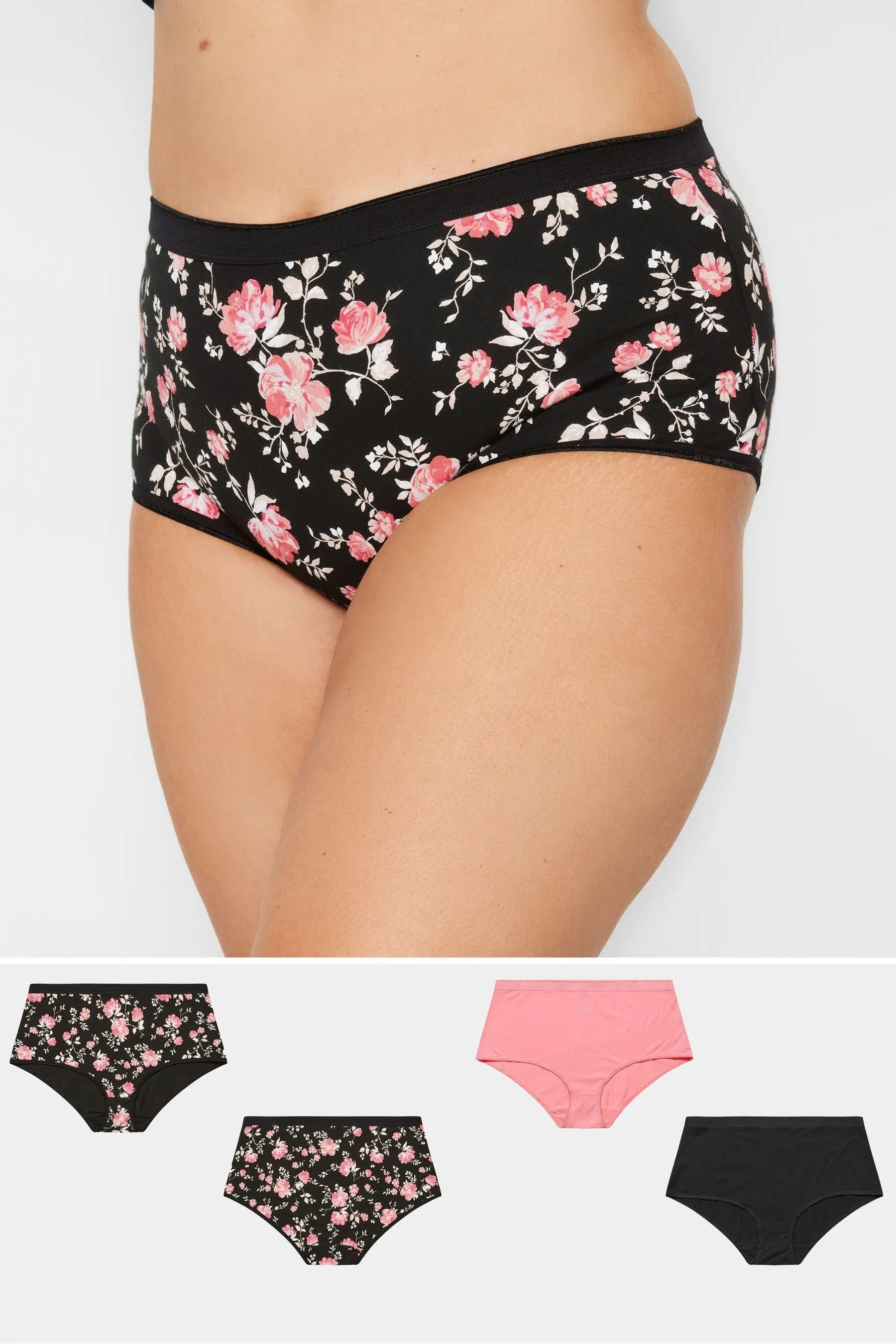 Plus Size Black and Pink Floral Print One-Piece Swimsuit